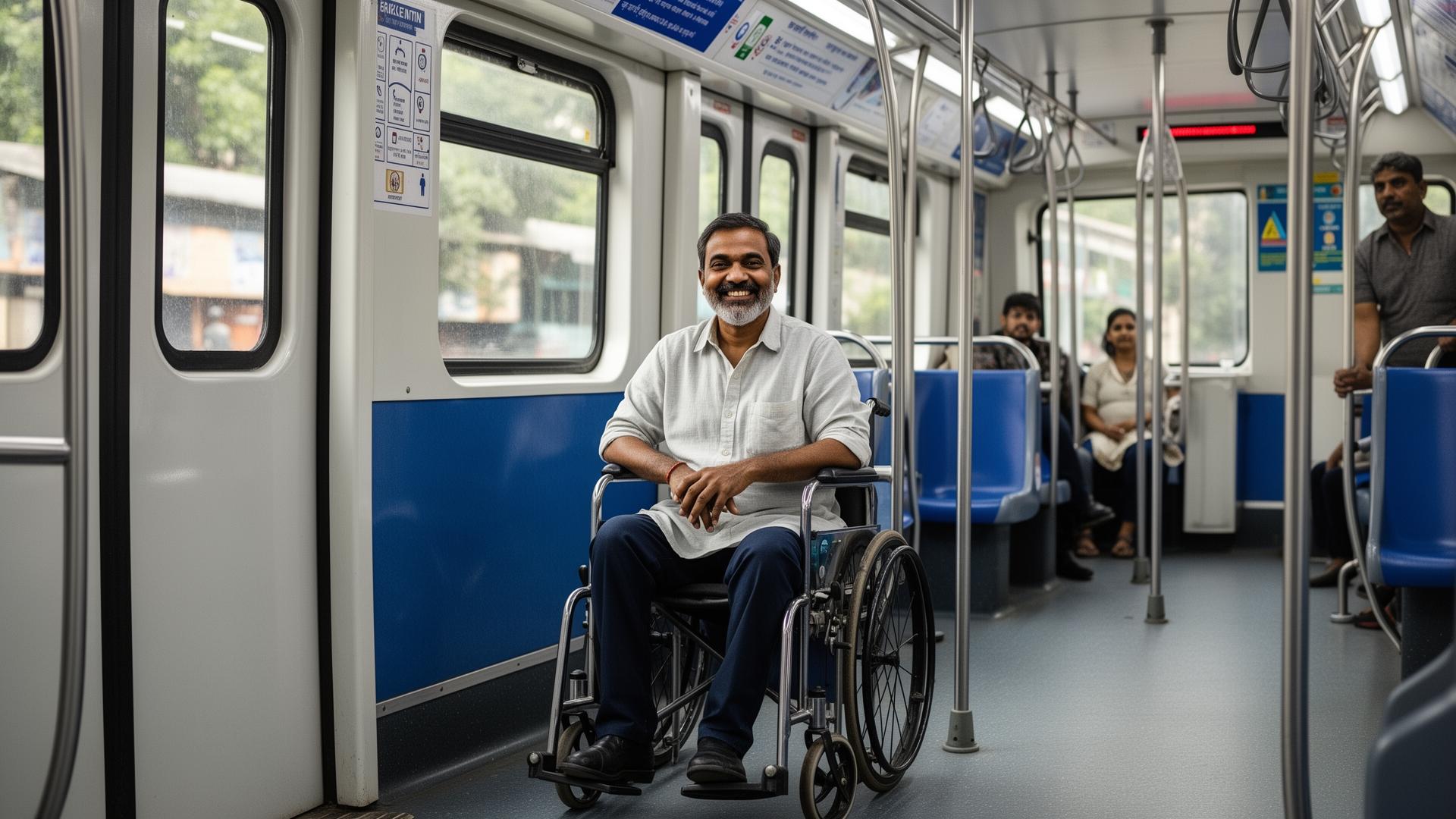 Wheelchair user traveling confidently
